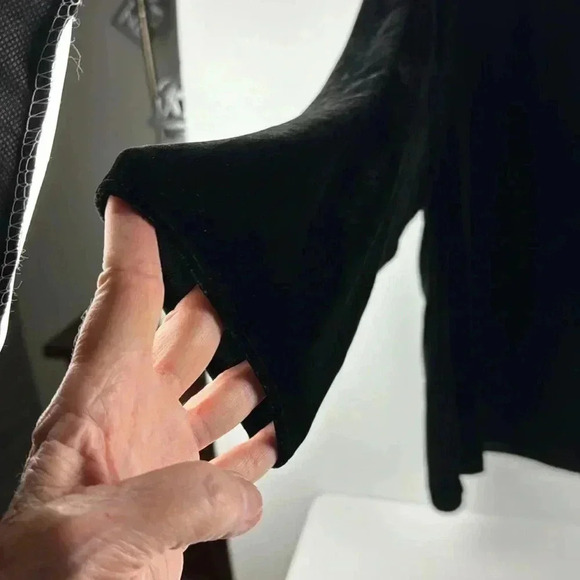 Eileen Fisher XL NWT black velvet long sleeves boat neck SILK/VISCOSE - Picture 3 of 8